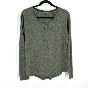 MARMOT Women's Basic Heather Green Long Sleeve Henley Shirt Top Size Large